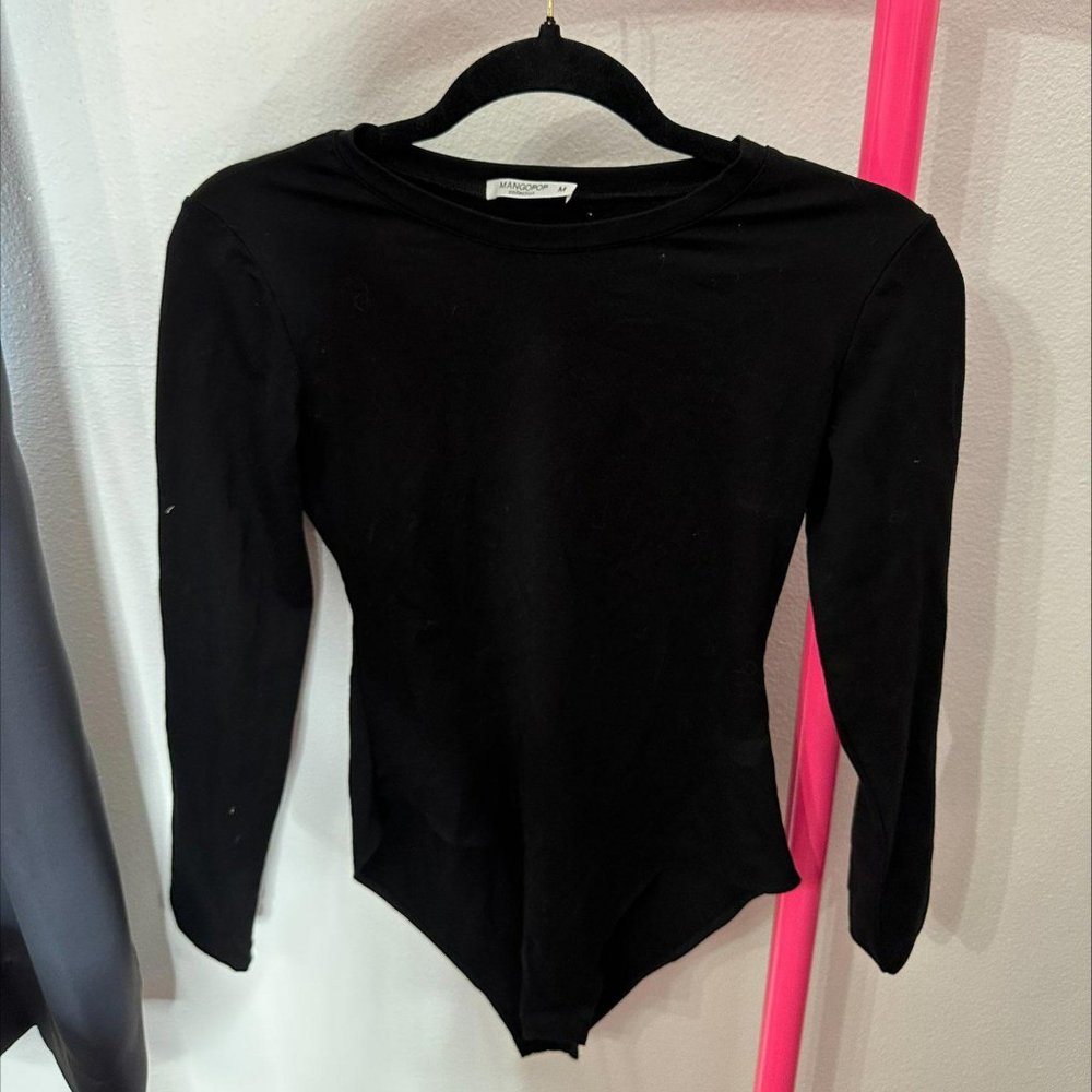 MANGPOP COLLECTION BLACK‎ LONG SLEEVE BODYSUIT-SIZE M